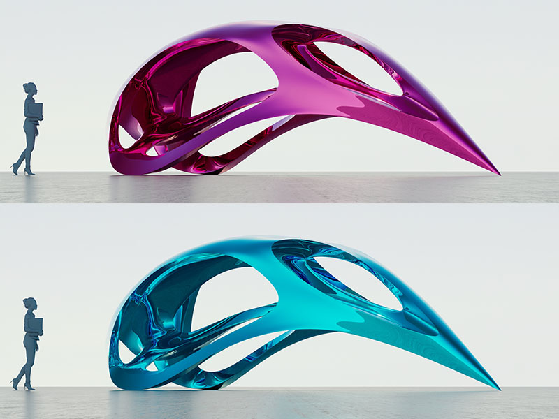 Pink and Blue sculptures
